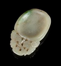 A Small Jadeite Melon Form Ink Well, Bitian Length 3 inches. — 19TH CENTURY