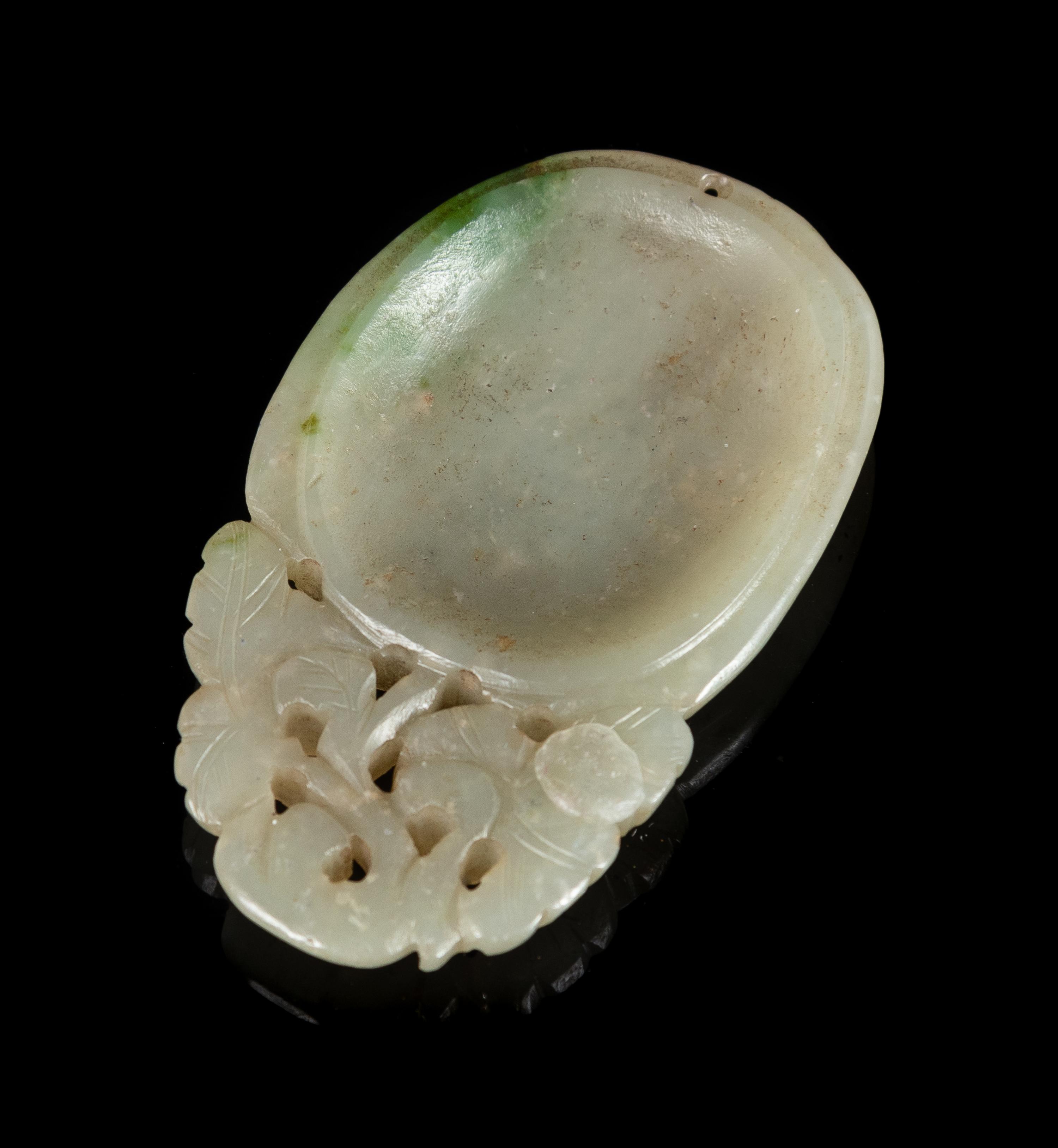 A Small Jadeite Melon Form Ink Well, Bitian Length 3 inches. — 19TH CENTURY