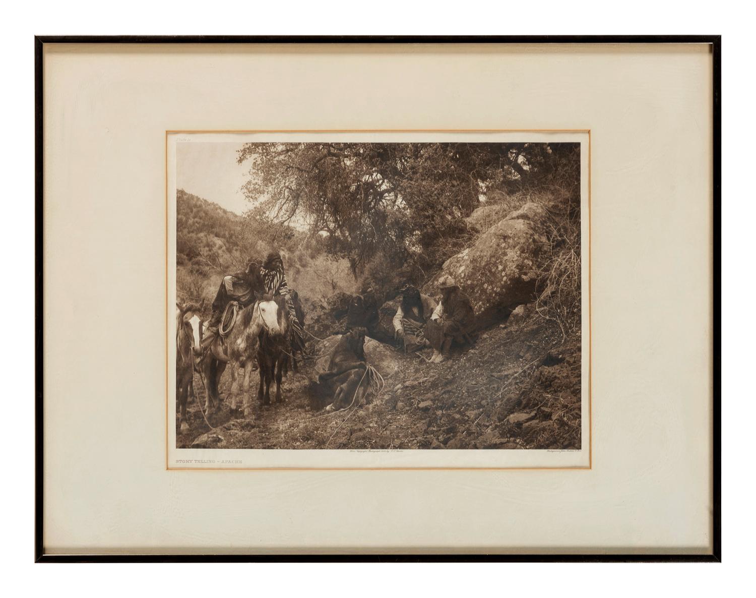 [NATIVE AMERICANS]. CURTIS, Edward (1868-1952), photographer. Story Telling - Apache. (Plate 11, portfolio 1)
