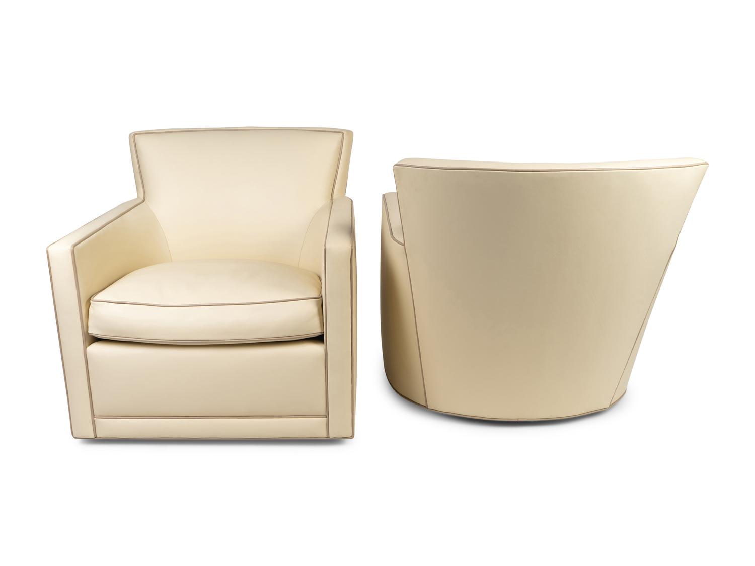 A Set of Four A. Rudin Leather Swivel Chairs — 21ST CENTURY