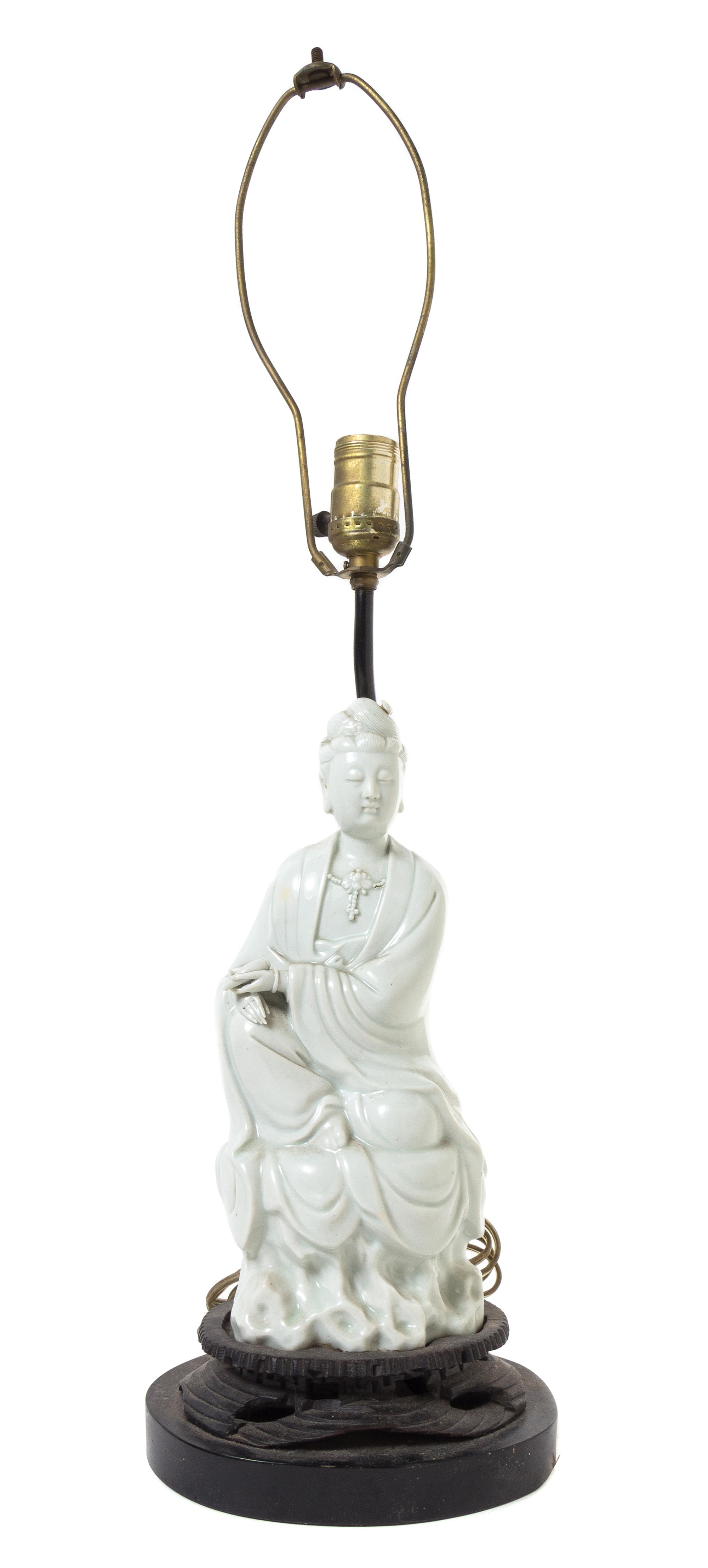 A Blanc-de-Chine Porcelain Figure of Guanyin Height 27 1/4 inches.