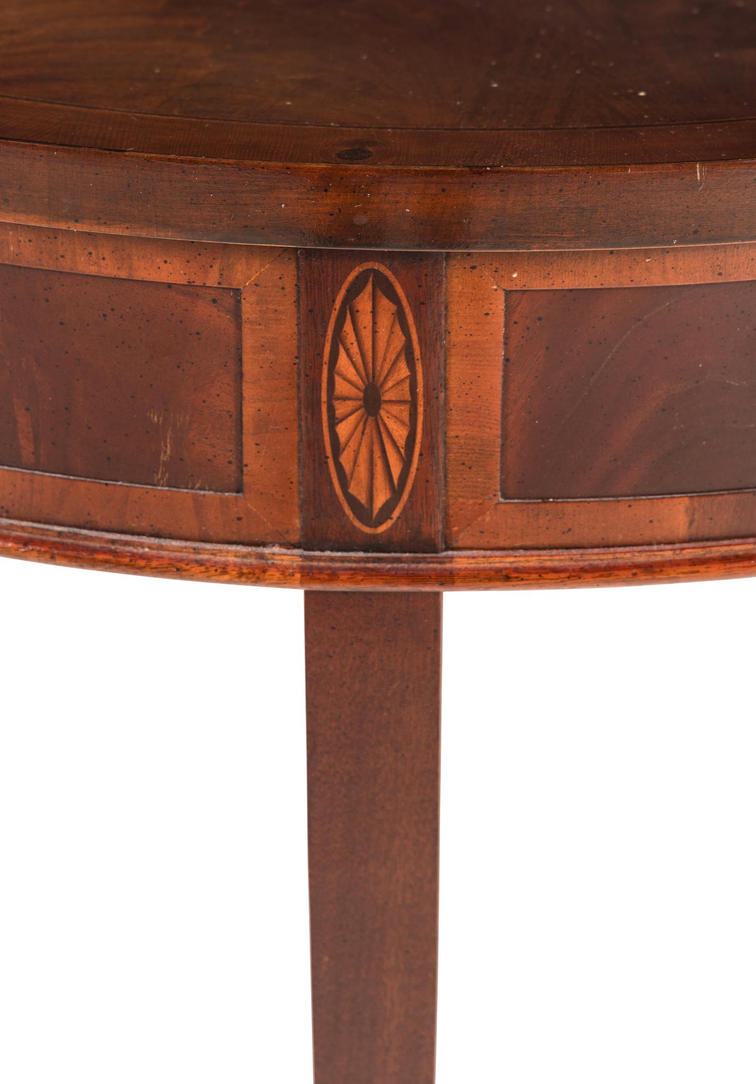 A George III Style Mahogany and Marquetry Demilune Table