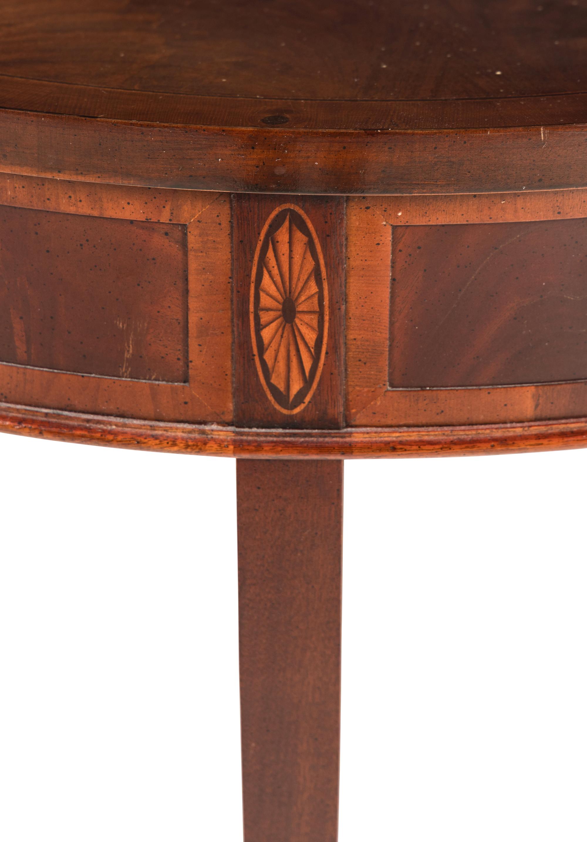 A George III Style Mahogany and Marquetry Demilune Table
