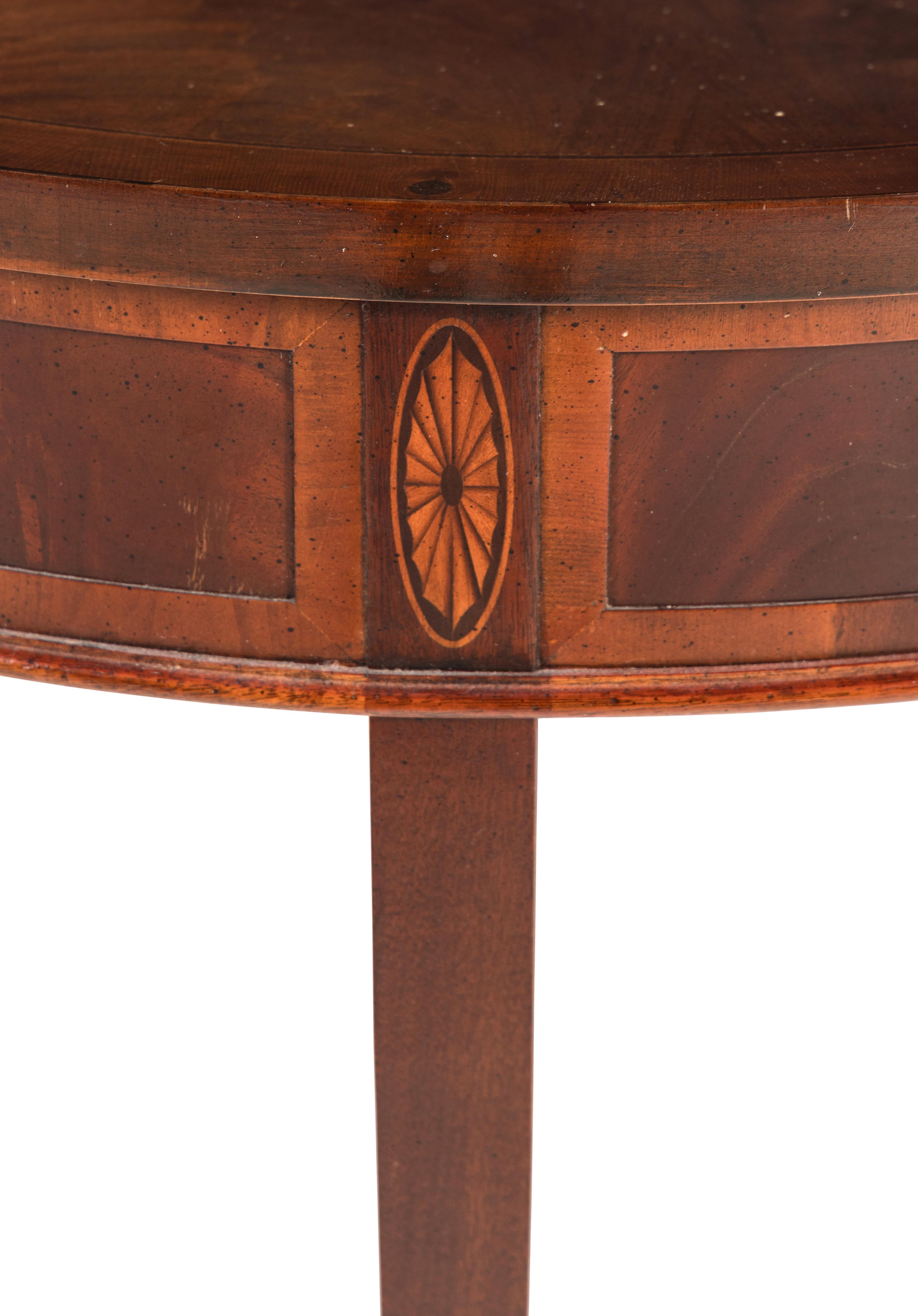 A George III Style Mahogany and Marquetry Demilune Table