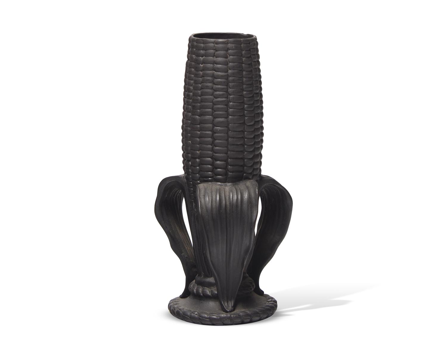 A Wedgwood Black Basalt Cornhusk Bud Vase