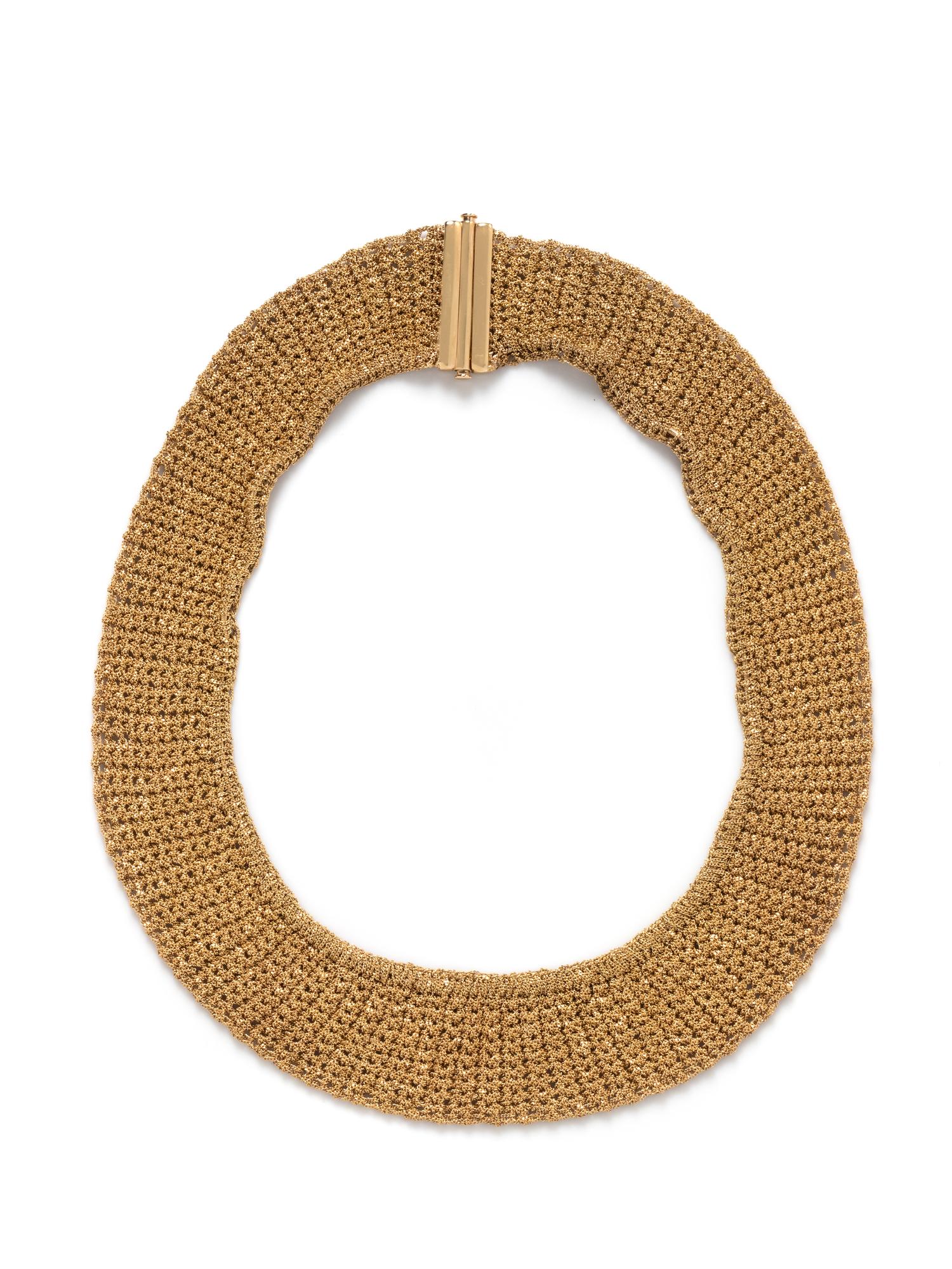 YELLOW GOLD MESH COLLAR NECKLACE
