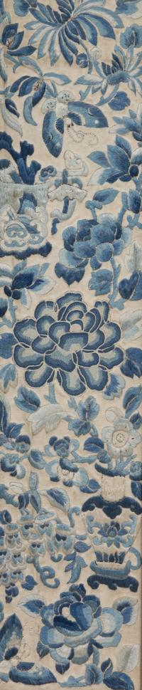 A Pair of Chinese Silk Embroidered Panels Height 41 1/2 x width 12 inches. — 19TH CENTURY