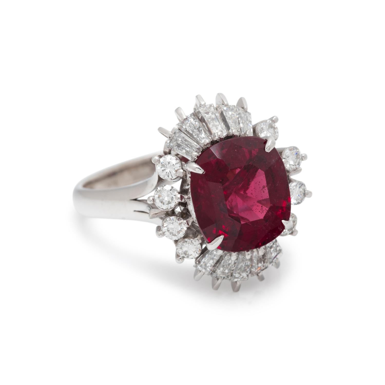 RED SPINEL AND DIAMOND RING