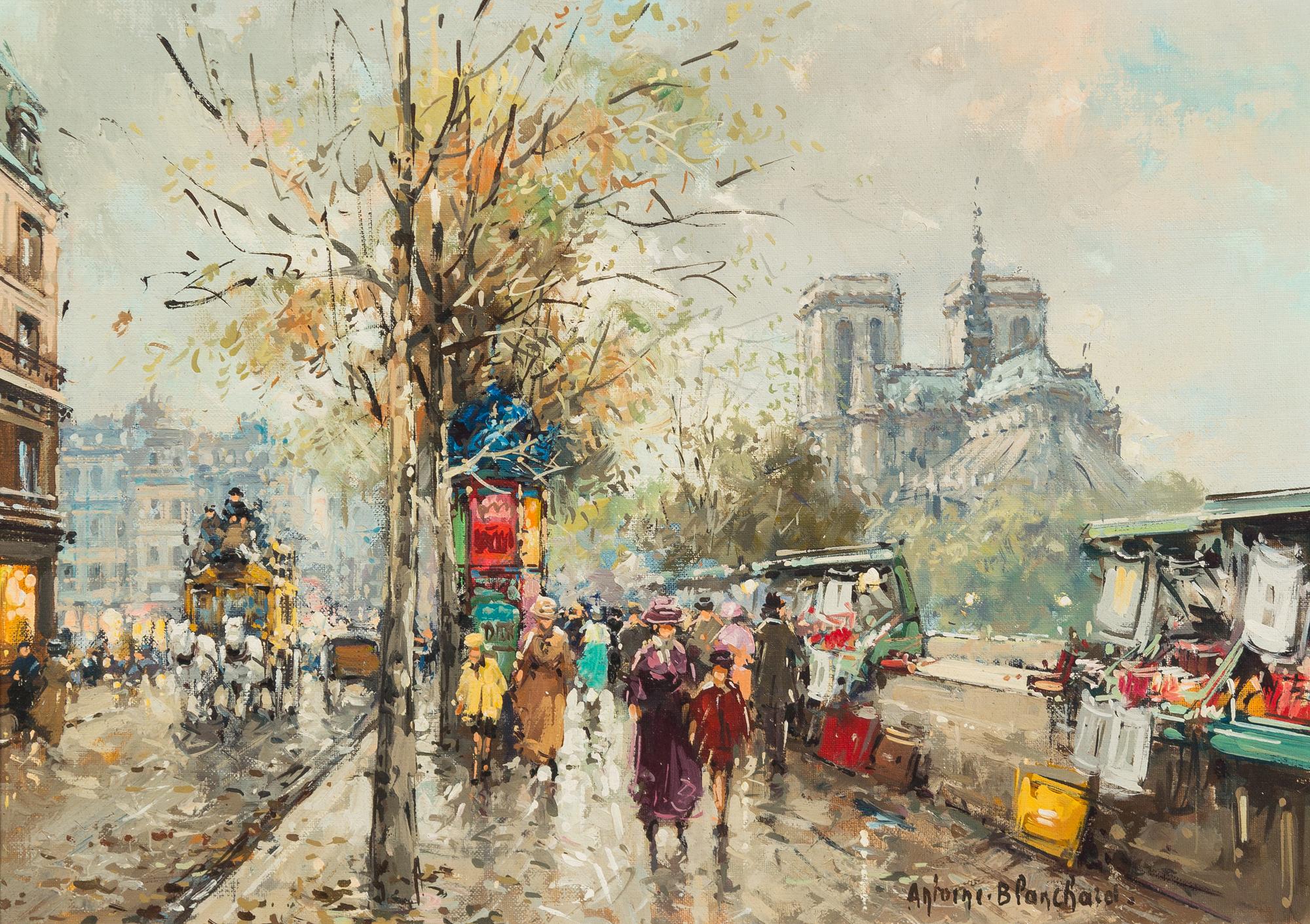 Antoine Blanchard, (French, 1910-1988), Bouquinistes de Notre-Dame, ca. 1955
