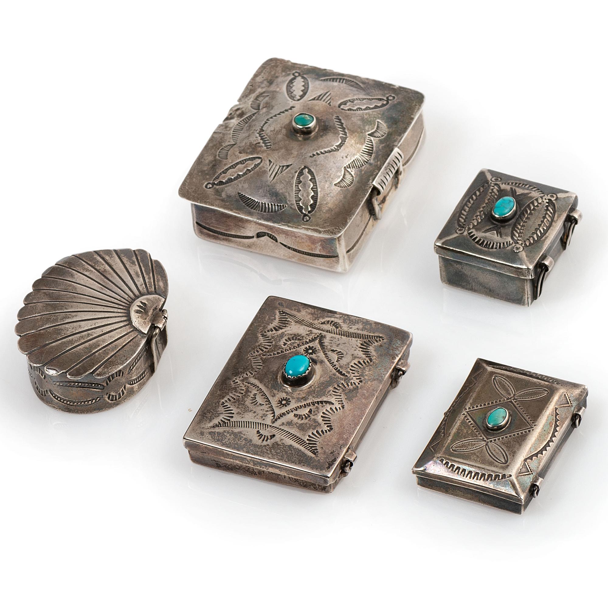 Navajo Stamped Silver Pill Boxes