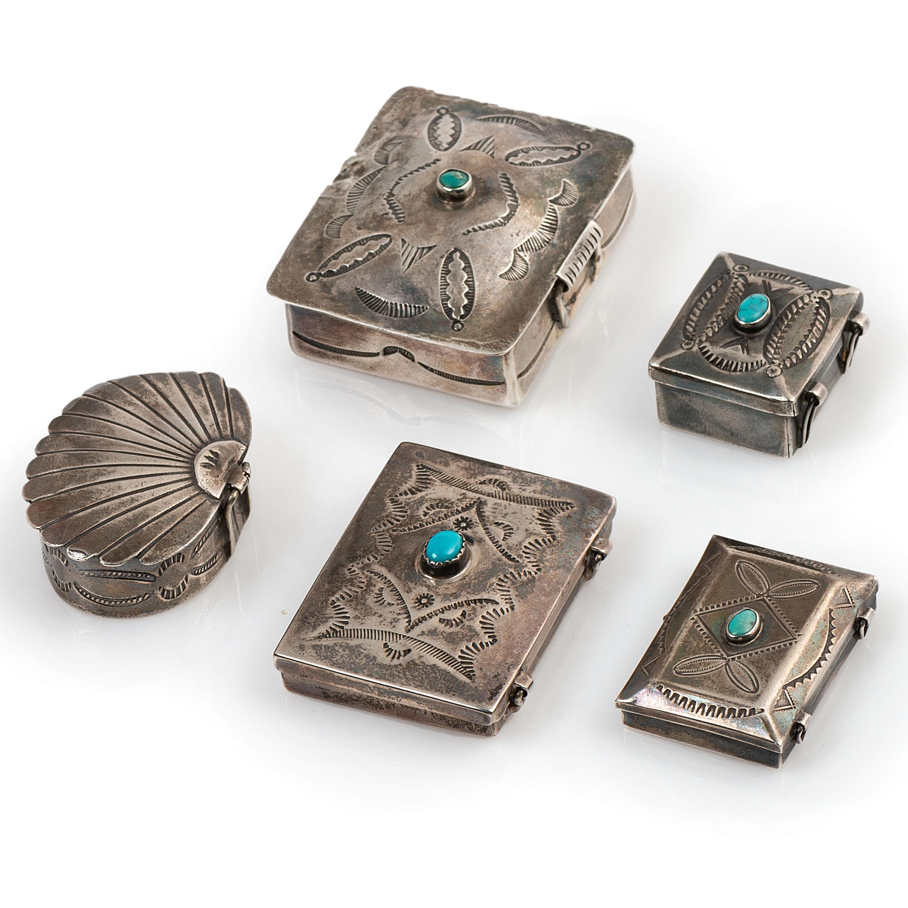 Navajo Stamped Silver Pill Boxes