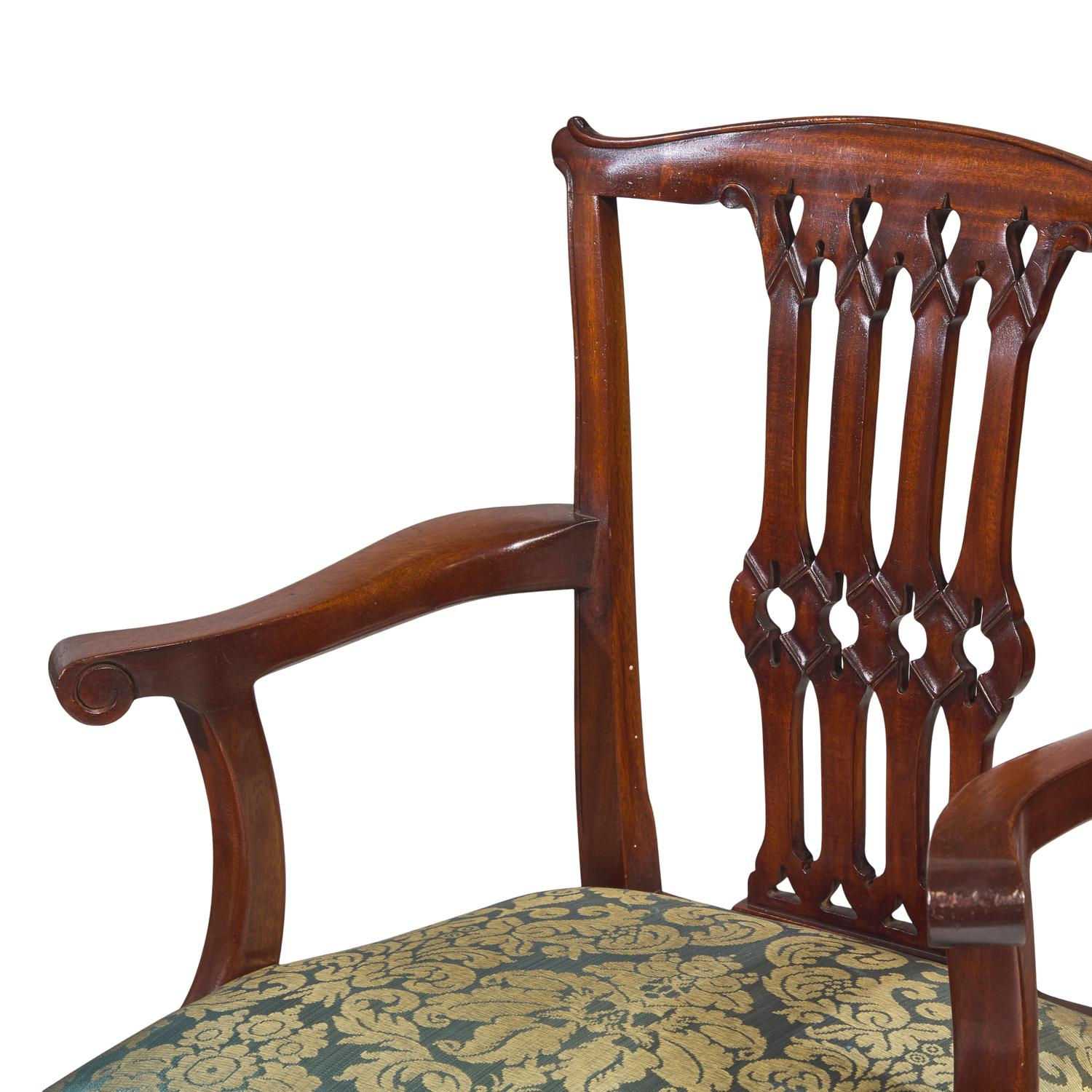 A Set of Eight George III Style Carved Mahogany Dining Chairs