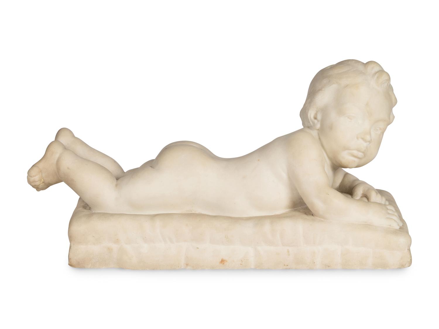 A Carved Marble Figure of a Baby