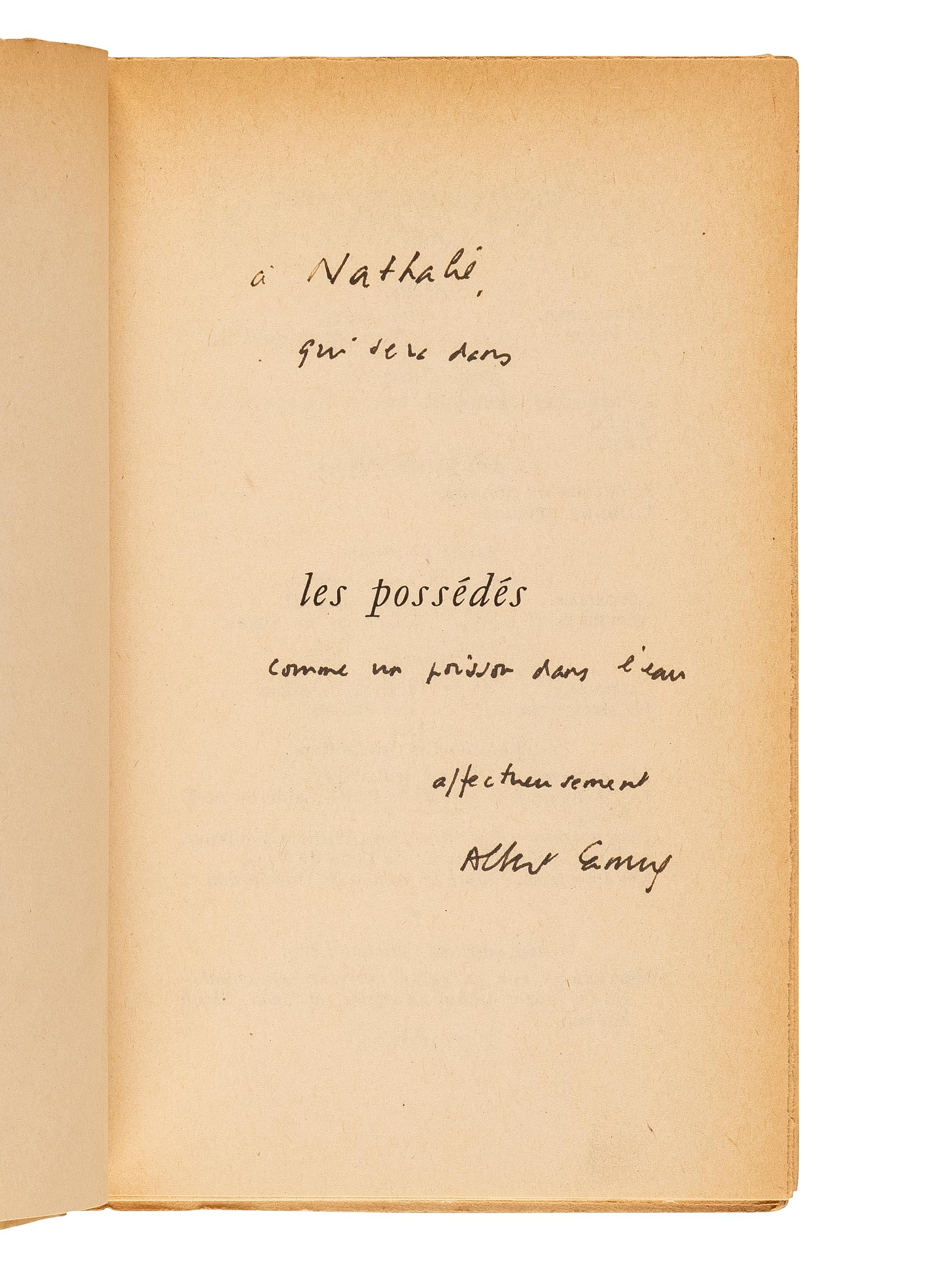 CAMUS, Albert, (1913-1960). Group of 4 FIRST EDITIONS, SIGNED OR INSCRIBED, comprising: