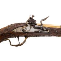 Contemporary Cased Pair of Flintlock Pistols in the Style of Leopold Becher by John B. Derrick (American, b.1936)