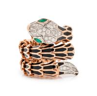 ROSE GOLD, ENAMEL AND DIAMOND SNAKE RING