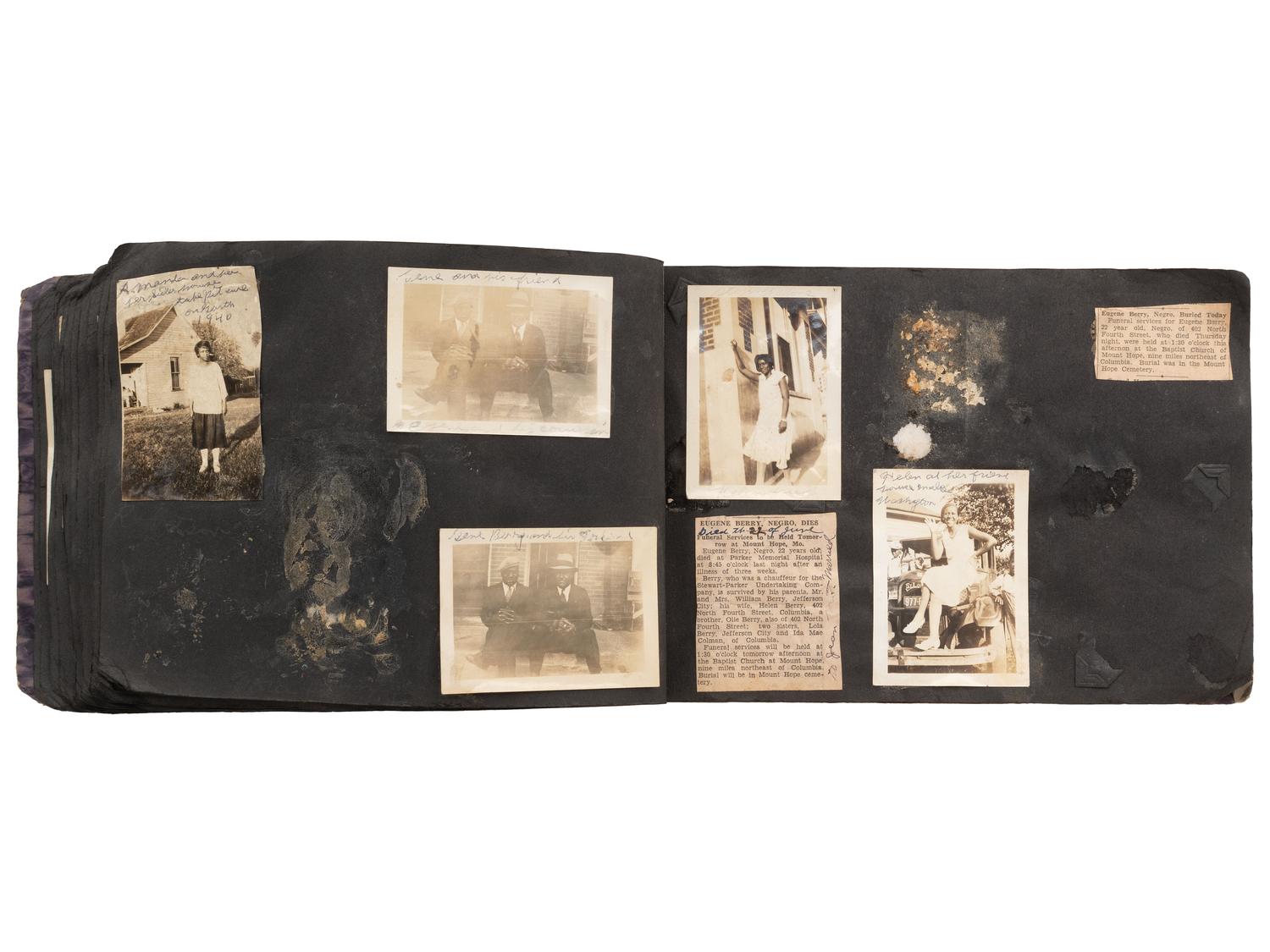 [EARLY PHOTO.] Album comp. by Helen Berry of Mt. Hope, MO, ft. photos of a Black family. Ca 1930s.