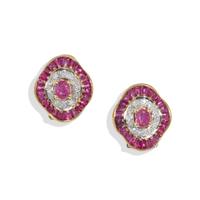RUBY, DIAMOND, AND YELLOW GOLD EARRINGS