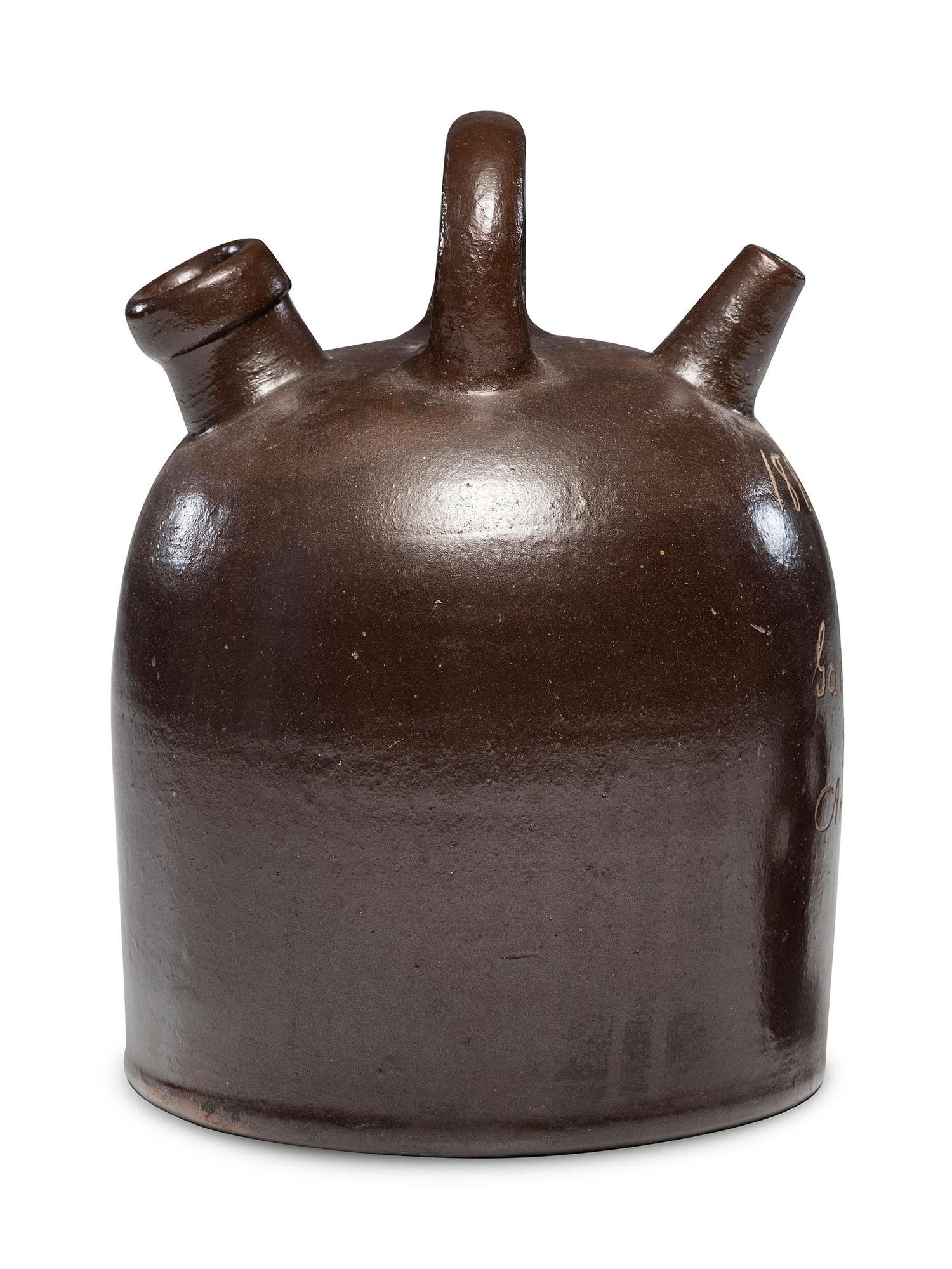 A 'Garfield and Arthur' Presidential Campaign Albany Slip-Glazed Harvest or Field Jug