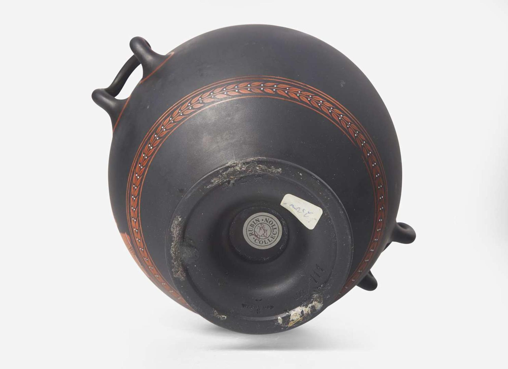 A Wedgwood Encaustic Decorated Black Basalt Handled Vase, UK, circa 1800