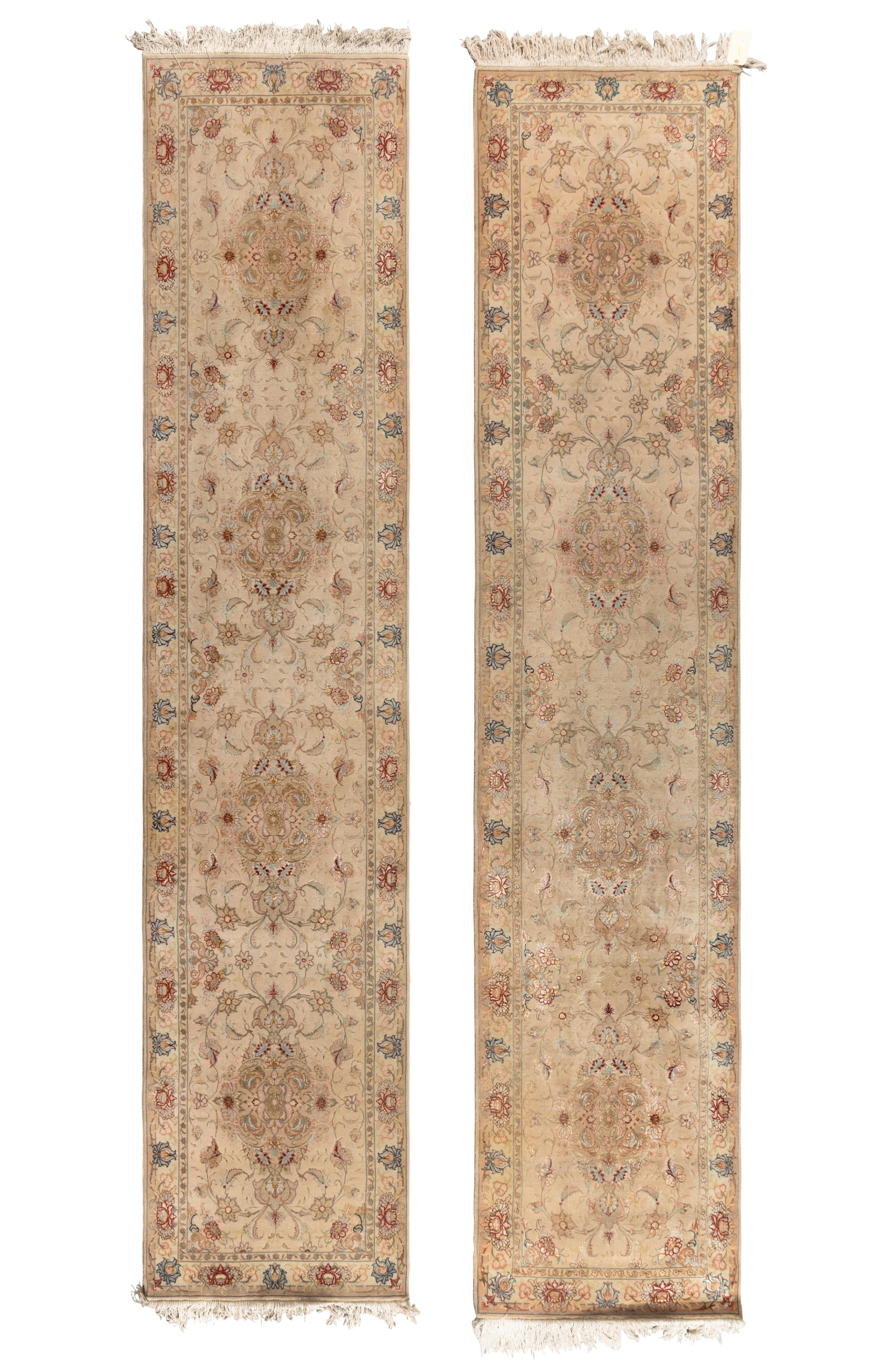 A Pair of Tabriz Silk and Wool Runners