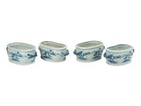 A Group of Four Chinese Blue and White Porcelain Jardinières