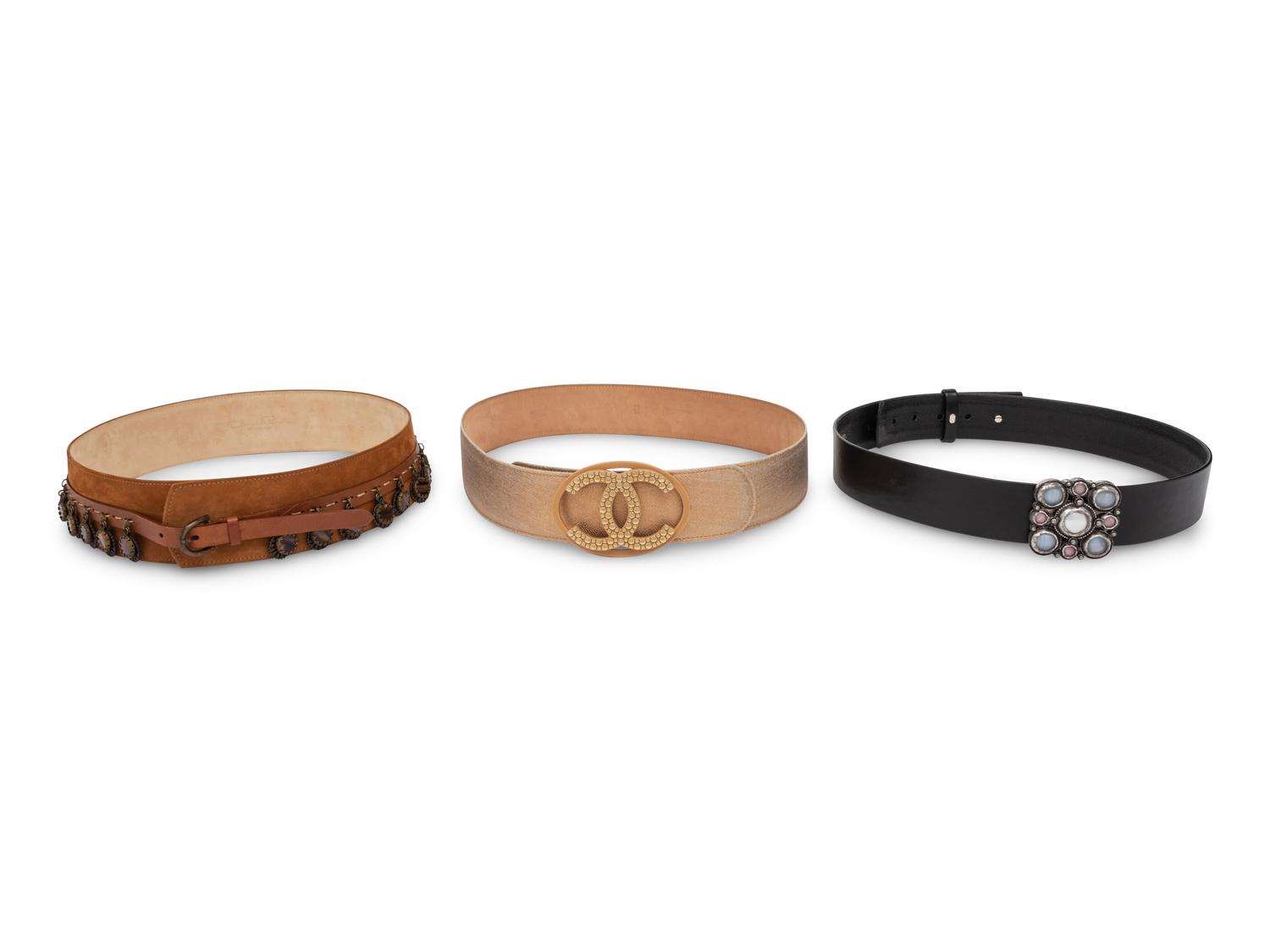 Three Designer Belts By Chanel and Oscar de la Renta