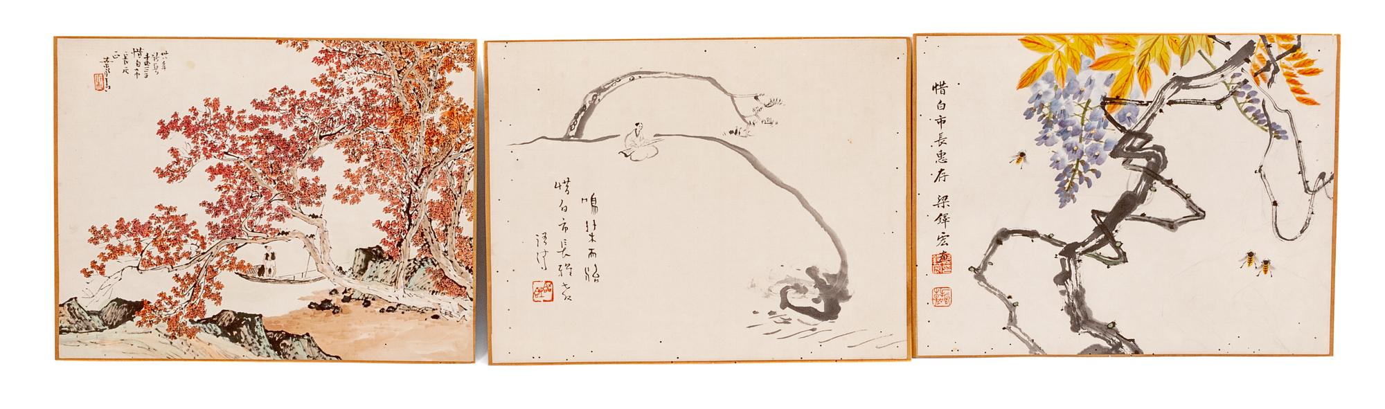 A Chinese School Folio of Paintings and Calligraphy Largest: 11 1/4 x 15 1/2 inches. — LIKELY 20TH CENTURY