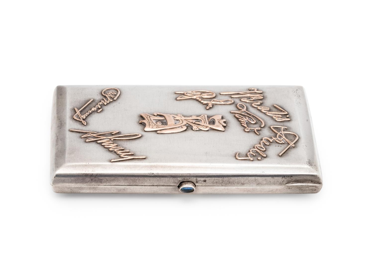 A Russian Silver and Gold Mounted Cigarette Case