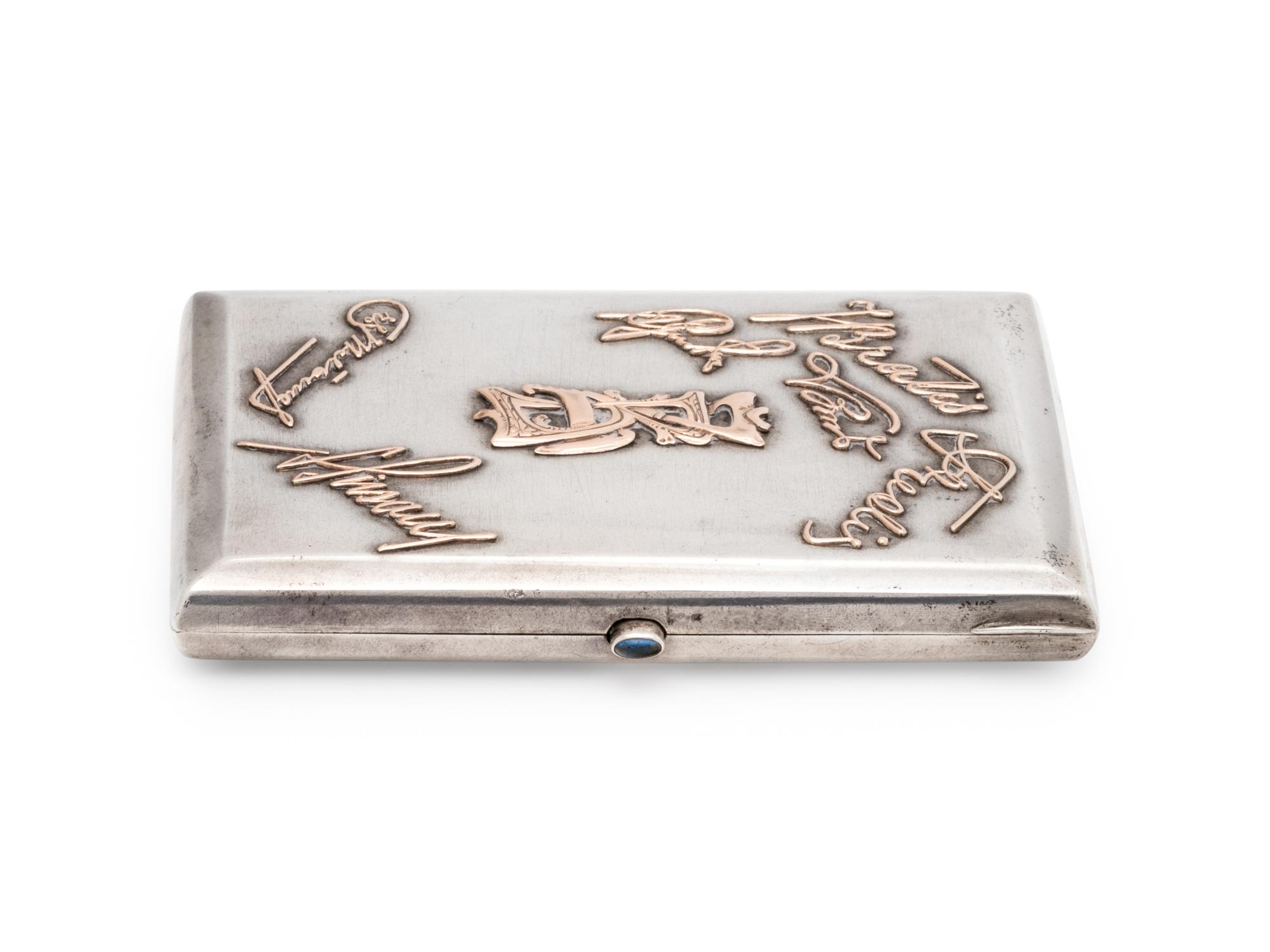 A Russian Silver and Gold Mounted Cigarette Case