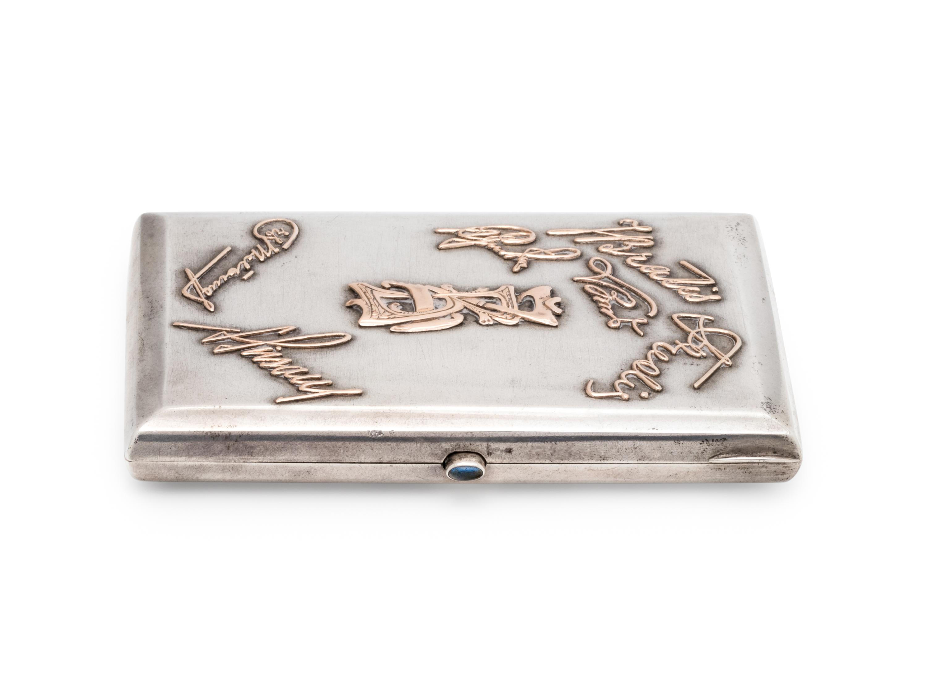 A Russian Silver and Gold Mounted Cigarette Case