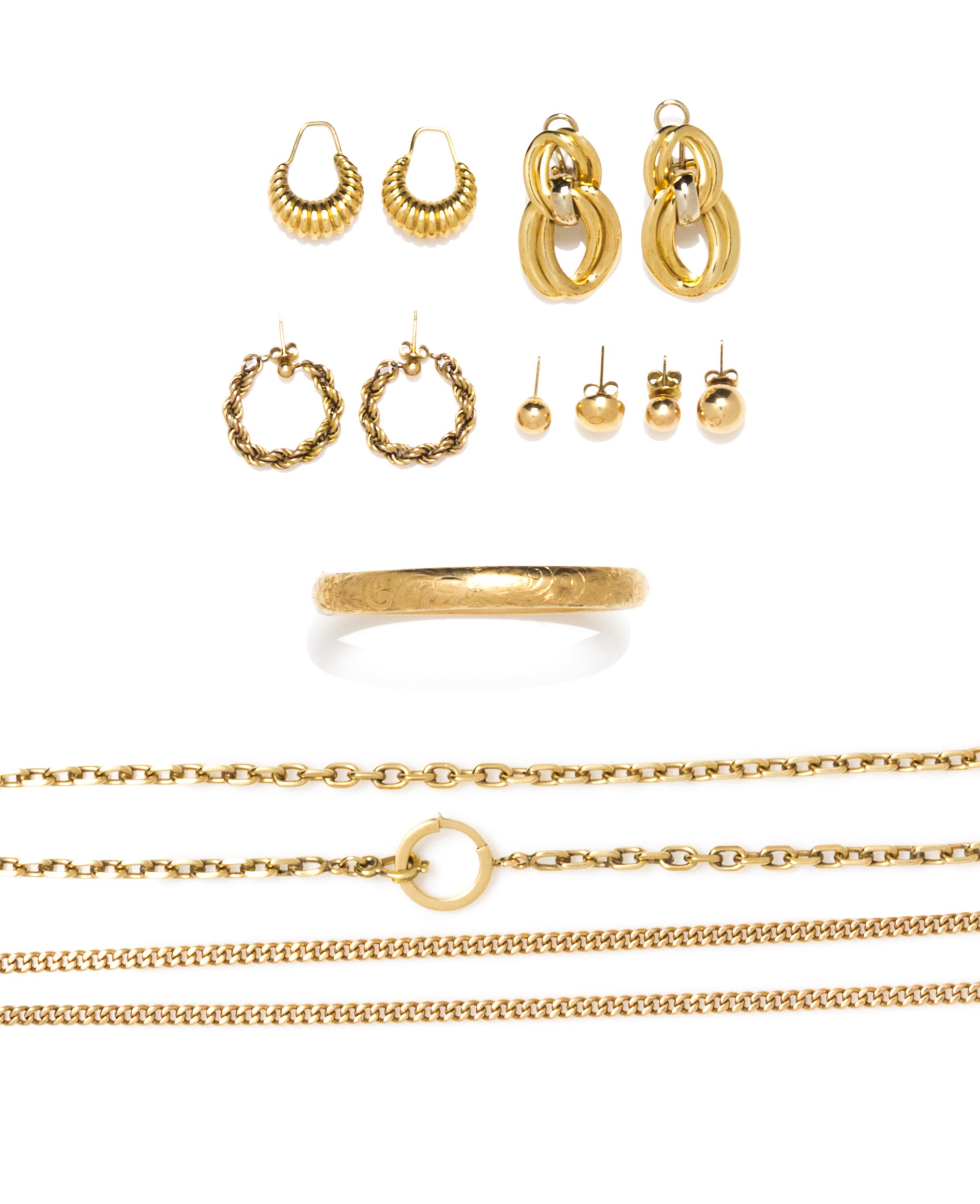 A Collection of Yellow Gold Jewelry, 52.80 dwts.