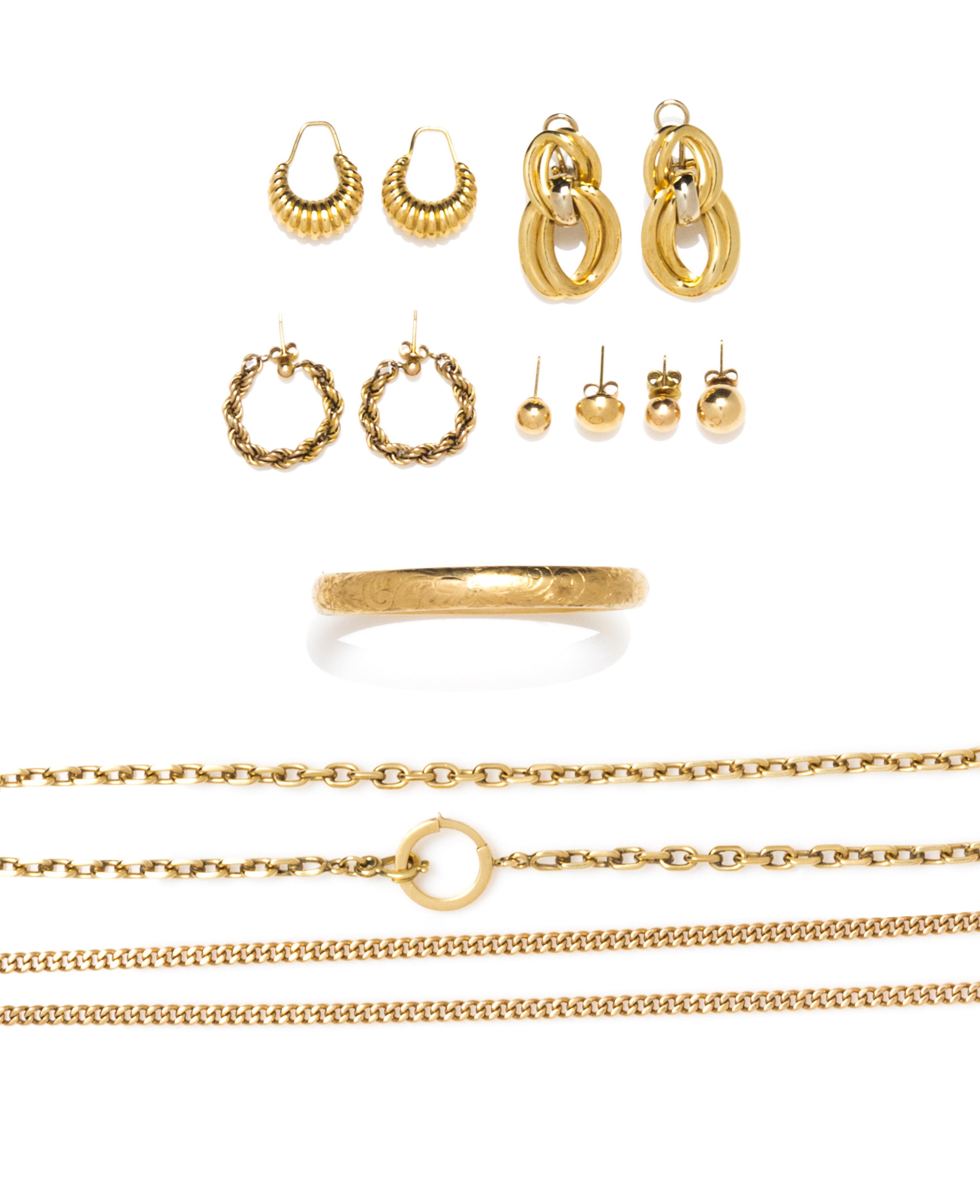 A Collection of Yellow Gold Jewelry, 52.80 dwts.