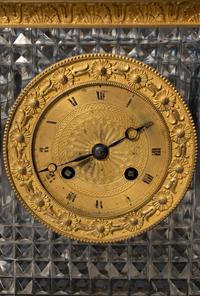 A Charles X Gilt Bronze and Cut Glass Mantel Clock