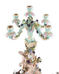 A Meissen Porcelain and Gilt-Bronze Mounted Figural Candelabrum Centerpiece