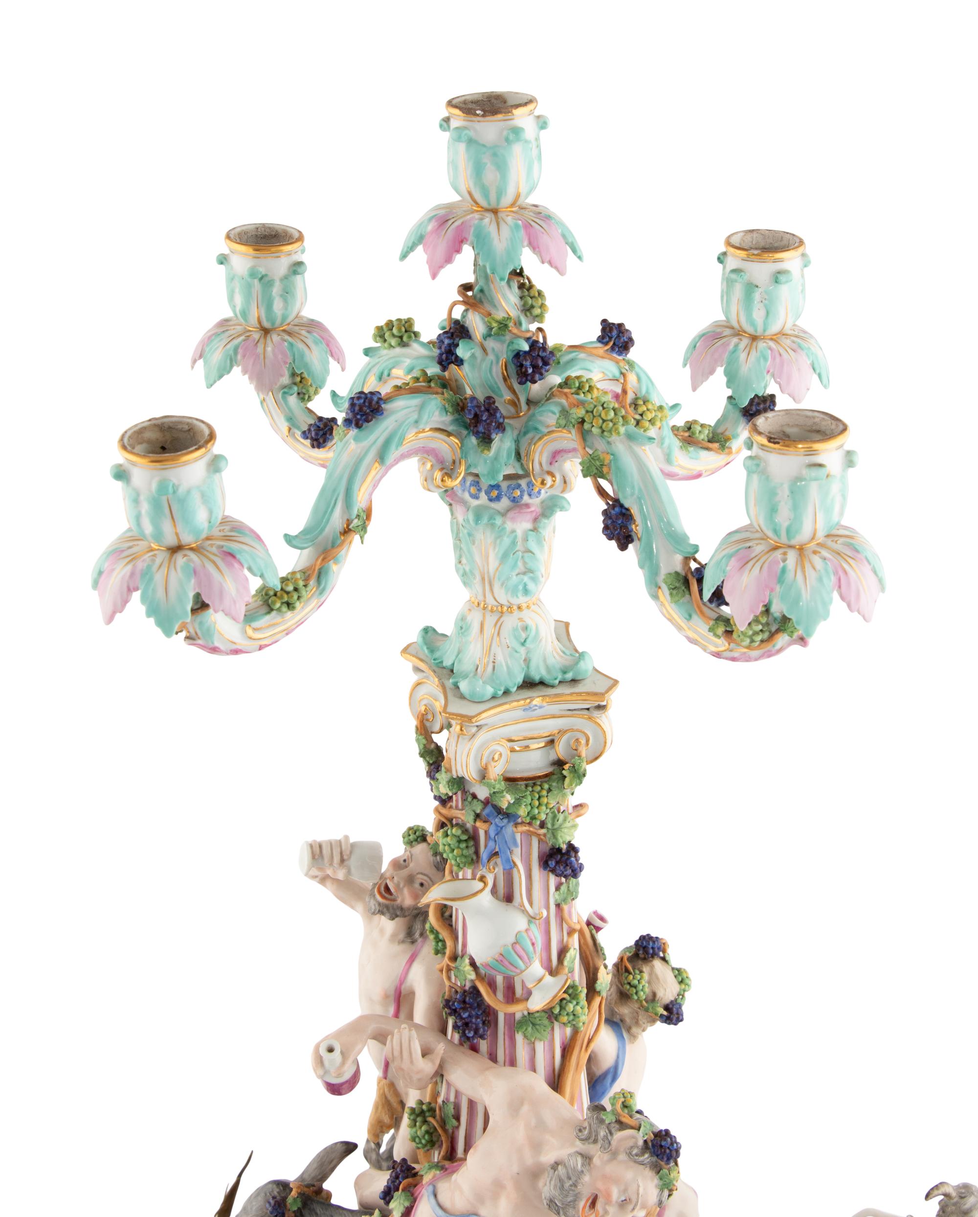 A Meissen Porcelain and Gilt-Bronze Mounted Figural Candelabrum Centerpiece
