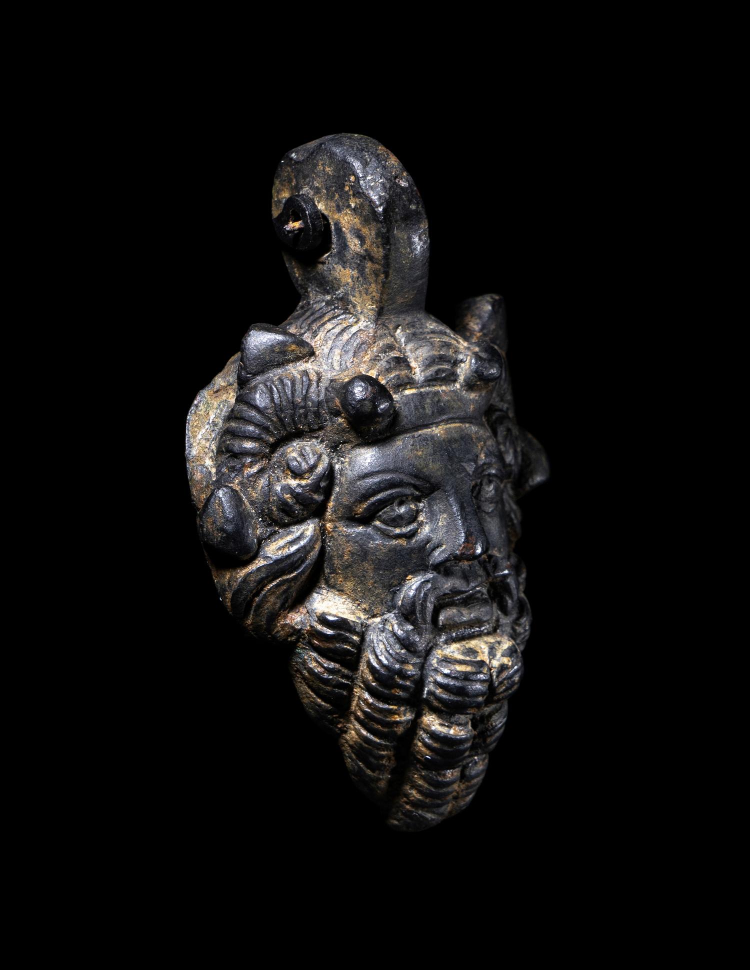 A Roman Bronze Zeus-Ammon Applique