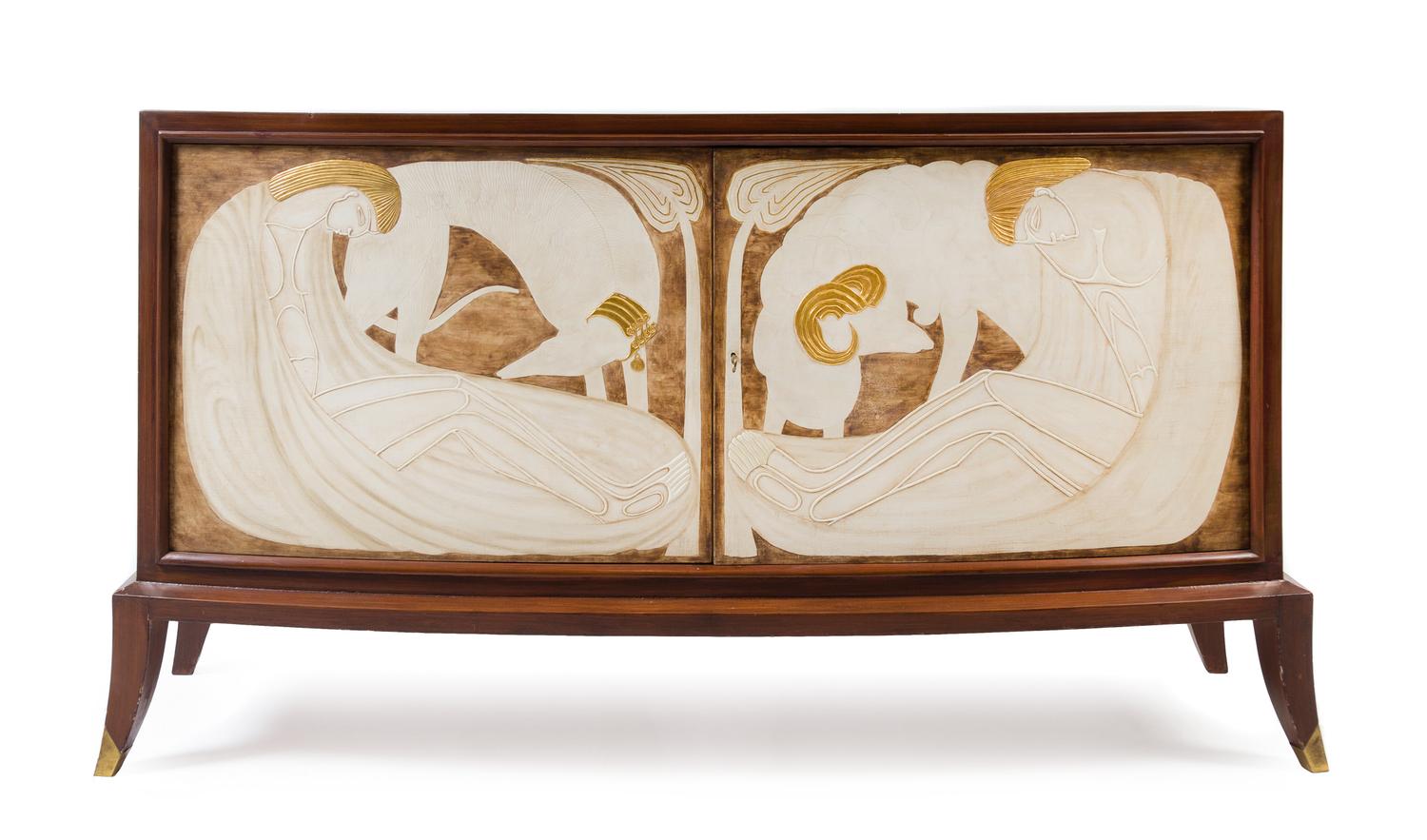 Rene Drouet (French, 1899-1993), FRANCE, c. 1945, Adam et Eve sideboard, in collaboration with artist Claude Malespina