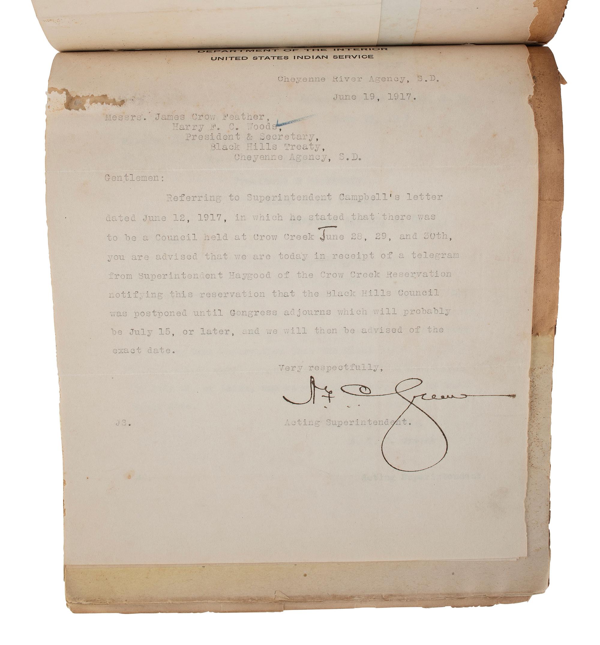 [NATIVE AMERICAN]. Papers associated with the Sioux, Assiniboine, and Ponca Nations, ca early 1900s.