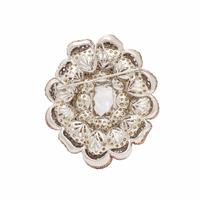 Rose Quartz, Diamond, Sapphire, and Tricolor Gold Flower Pendant Brooch