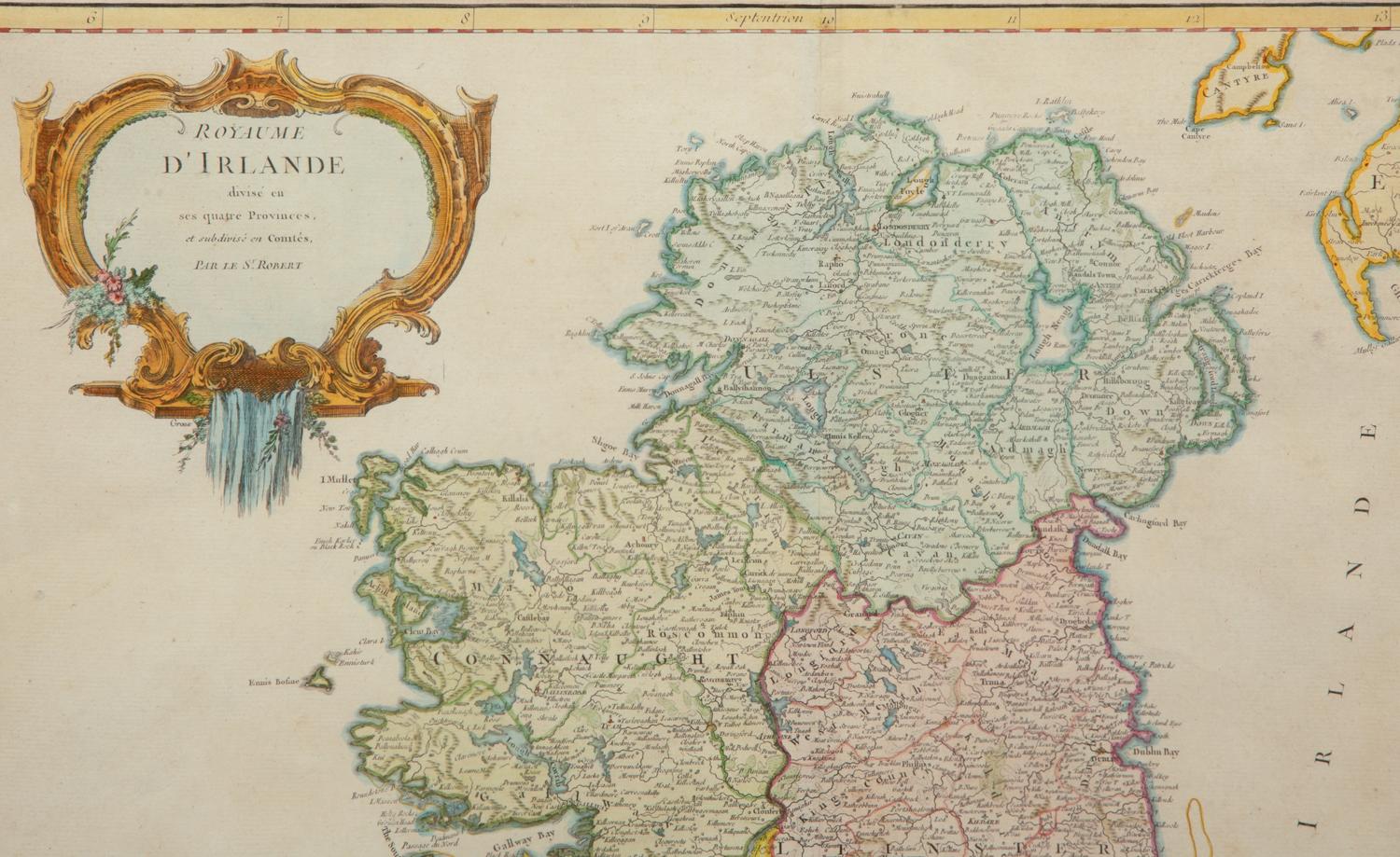 Two Hand-Colored Engravings Depicting Maps of Ireland