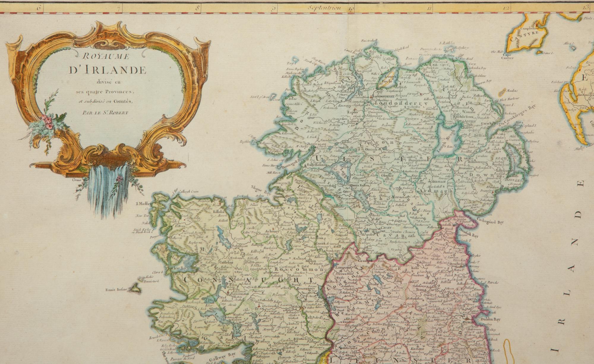Two Hand-Colored Engravings Depicting Maps of Ireland