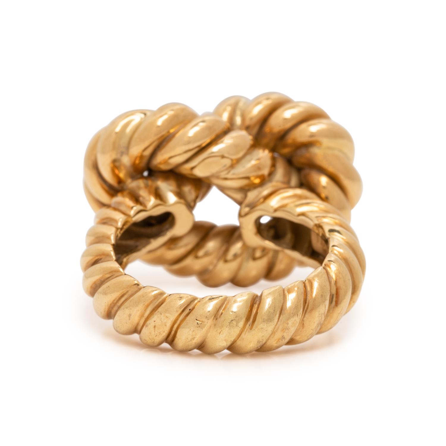 YELLOW GOLD KNOT CLIP EARRINGS AND RING