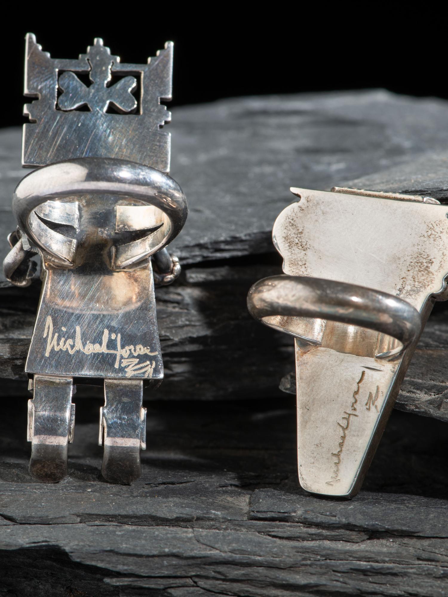 Pair of Silver Katsina Rings