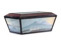 An Italian Leather Clad Watercolor Inset Trunk