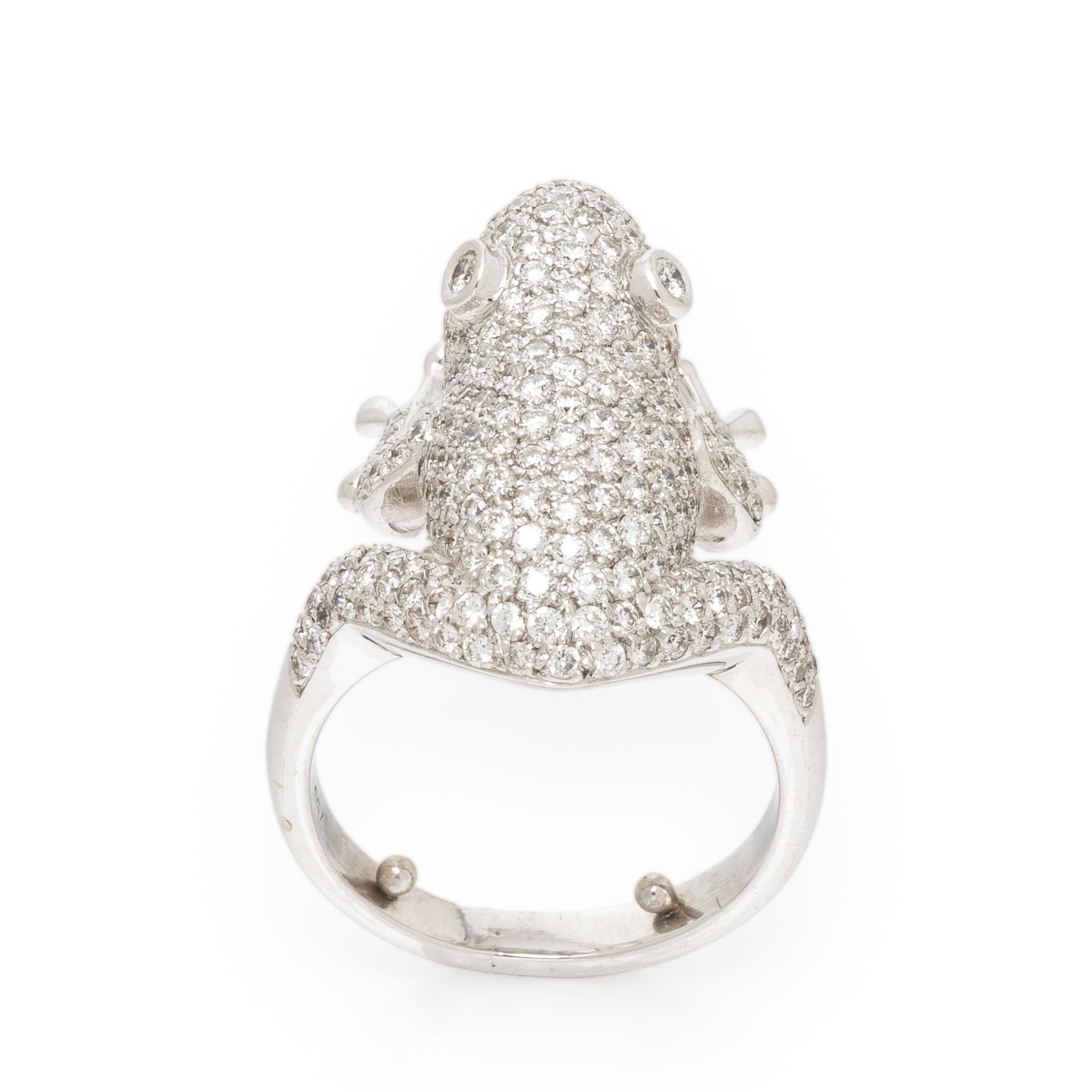 Diamond and White Gold Frog Ring