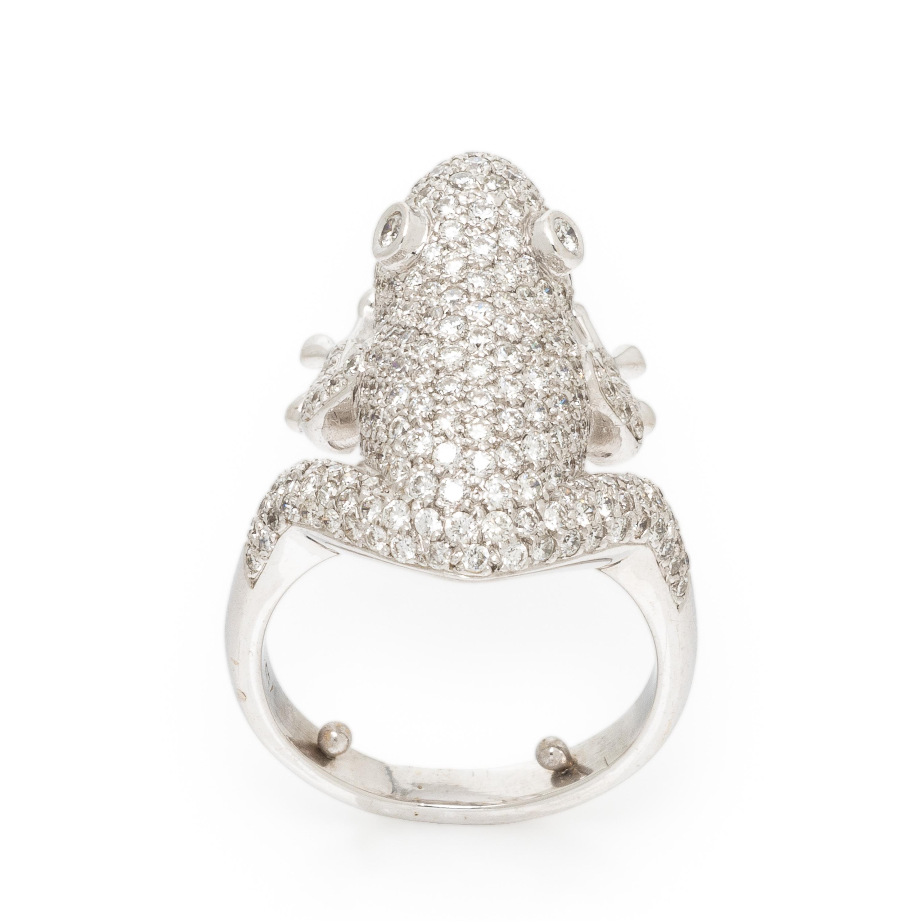 Diamond and White Gold Frog Ring