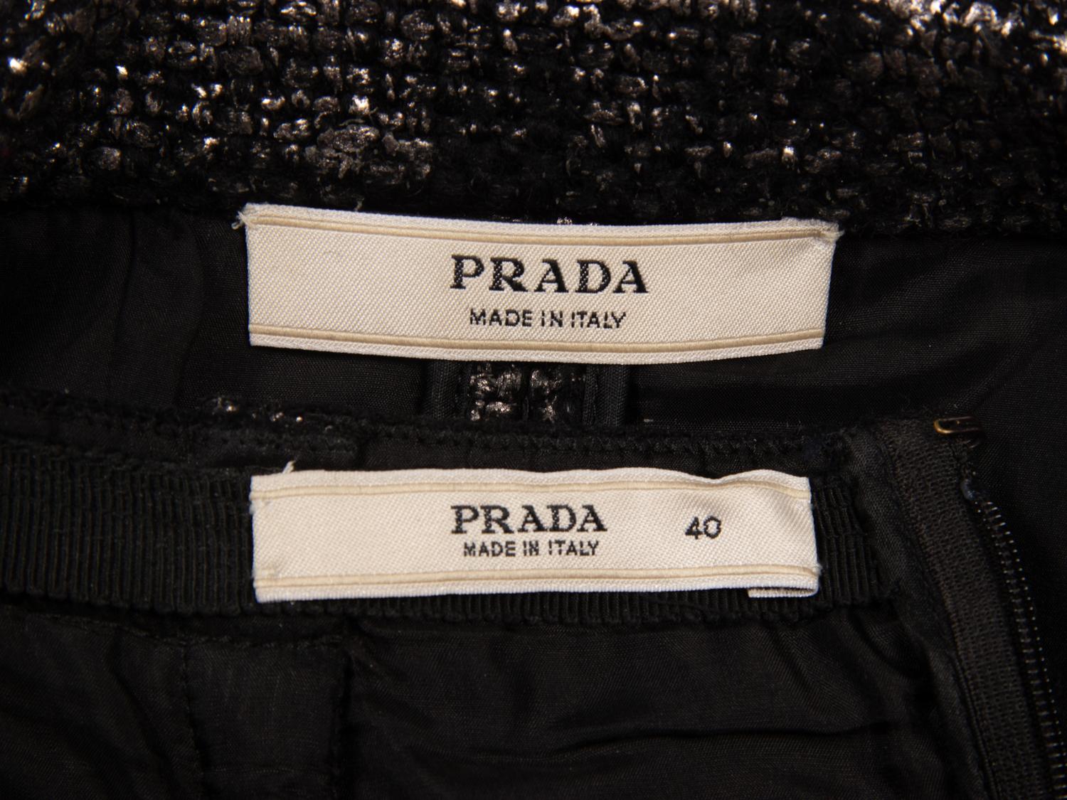Prada, Silver-Coated Tweed Skirt Suit