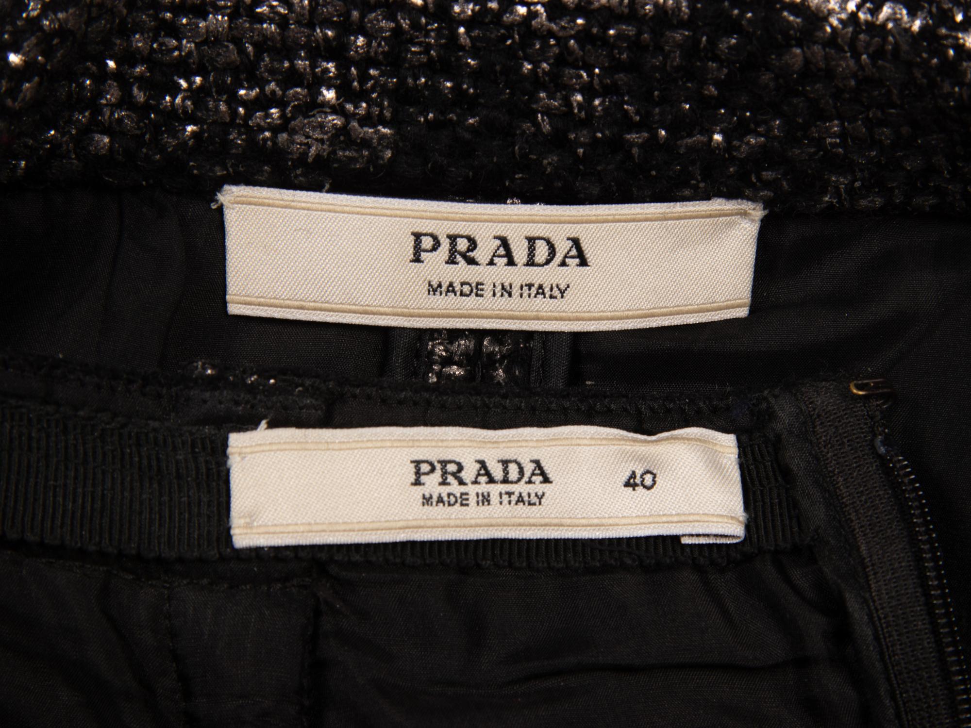 Prada, Silver-Coated Tweed Skirt Suit