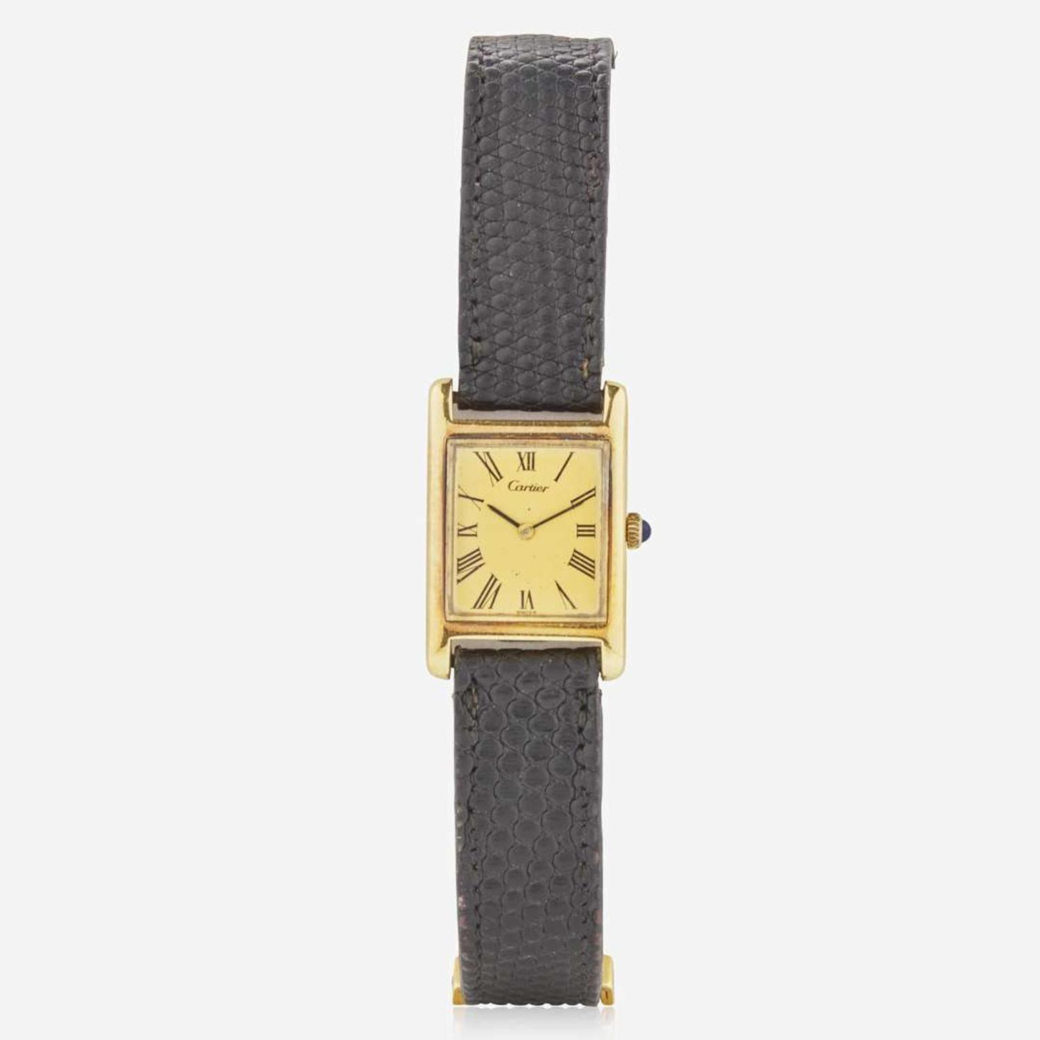 Ladies 18K Yellow Gold Cartier Tank Wristwatch Cartier NY, 1971